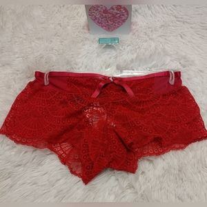 Black Fuschia ♡ Fuschia Lace Boy Short Panties Small NWT